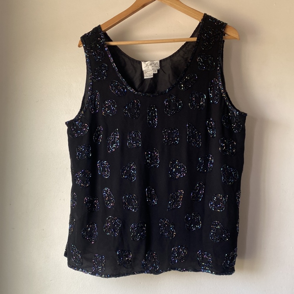 JMD New York 1X Black Sequin Top